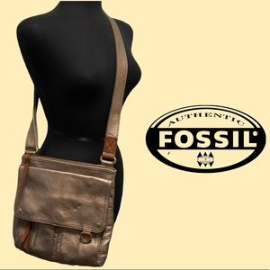 Fossil Morgan Metallic Leather Traveler Handbag‎